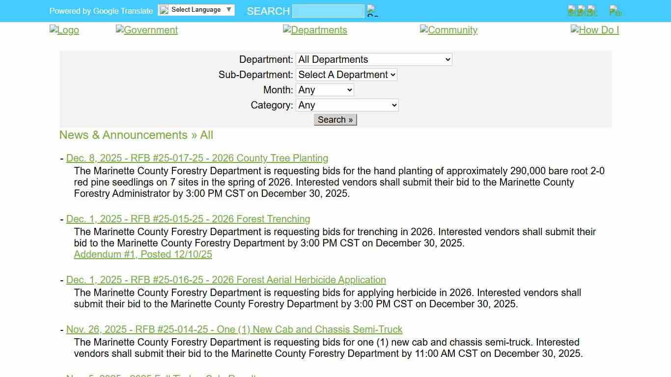Marinette County » News & Announcements » All